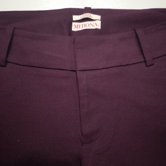 Merona Modern Ladies Size 10 Stretch Burgundy Narrow Legs Pants - Picture 6 of 11
